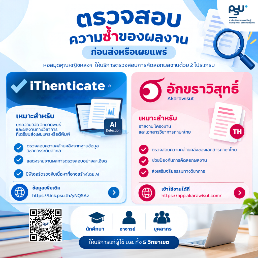 🔎 หอสมุดคุณหญิงหลงฯ ให้บริการตรวจสอบความคล้ายคลึงของผลงานด้วย 2 โปรแกรม